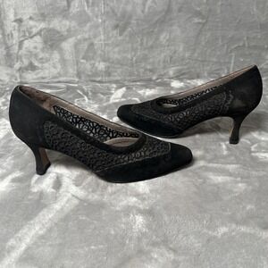 PHYLLIS POLAND Vero Cuolo MADE IN ITALY Suede Black Heels SIZE 7 B